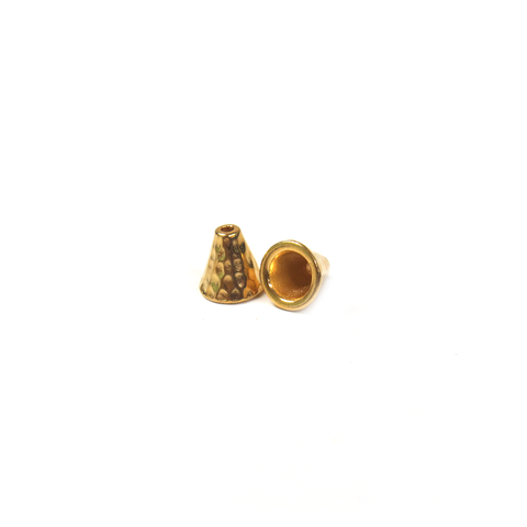 TierraCast - Hammertone Cone End Caps, Gold, 8mm - 1 pair