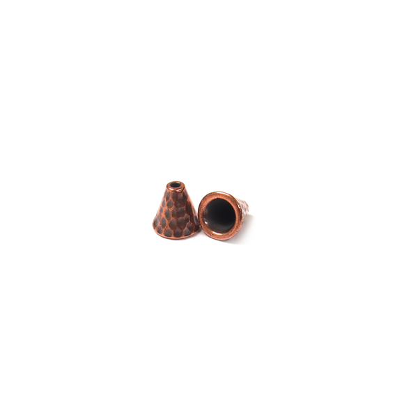 TierraCast - Hammertone Cone End Caps, Antique Copper, 8mm - 1 pair