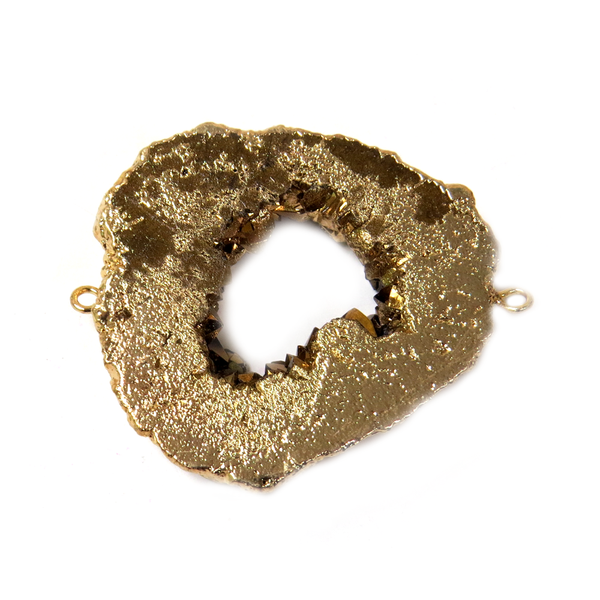 Gold Druzy Geode Connector, 48x32mm - 1 piece