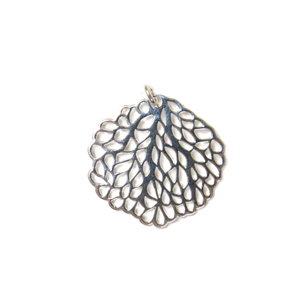 Coral Charm, Sterlin Silver, 27x24mm - 1piece