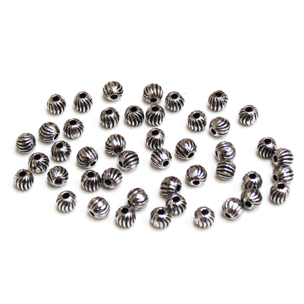 Round Spacer Beads- Antique Silver; 45pcs