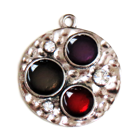 Round Hammered Pendant-Silver