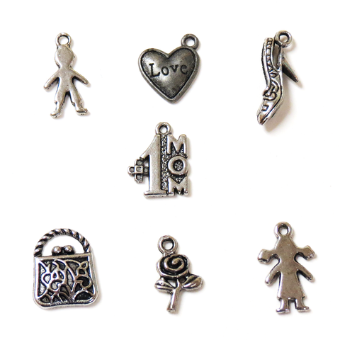 The Best Mom Charms-Antique Silver; 7pcs