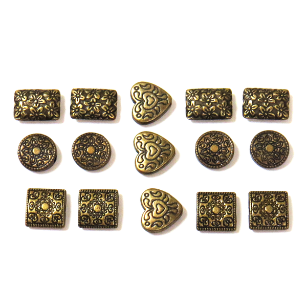 Assorted Spacer Beads-Bronze; 15pcs