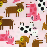 Cows Cotton Print Fabric, Pink, 45" Wide- 1 Yard