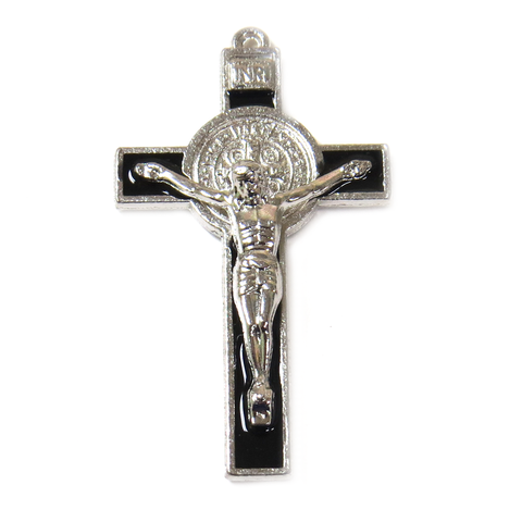 Saint Benedict Cross Charm, Silver, 50x29mm - 1 piece