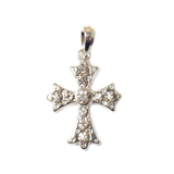 Cross with Rhinestones, Silver, 31x23mm - 1 piece
