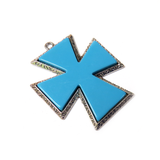 Blue Resin Cross Pendant, 81x66mm - 1 piece