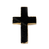 Black Agate Bead Cross, Gold, 42x21mm - 1 piece