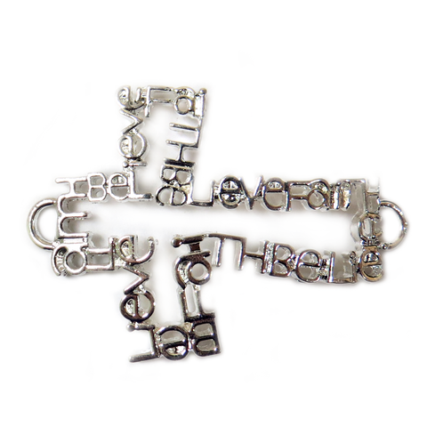 Faith/Believe Cross Connecotr; Silver