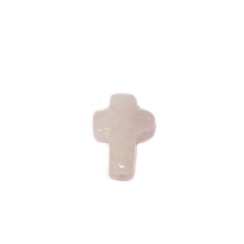 Rose Quartz Cross Bead, Rose, 16x12mm; 1 piece