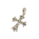 Cross with Rhinestones, Silver, 31x23mm - 1 piece