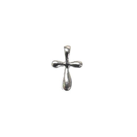 Cross Charm, Sterling Silver, 15x10mm - 1 piece