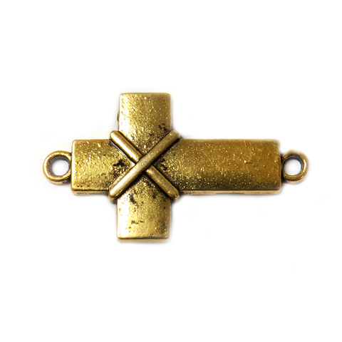 Cross  Antique Gold with X Design- Connector