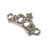 Crown Rhinestone Connector; Antique Silver