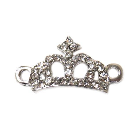 Crown Rhinestone Connector; Antique Silver