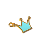 Crown Turquoise Charm, Gold, 14x21mm - 1 piece