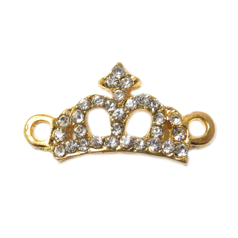 Crown Rhinestone Connector; Gold