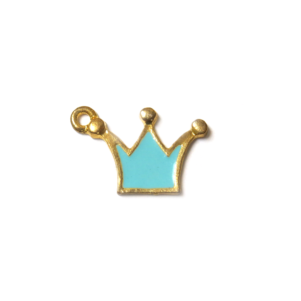 Crown Turquoise Charm, Gold, 14x21mm - 1 piece
