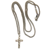 Crucifix Religious Necklace, 18" Long, Sterling Silver; 1 piece