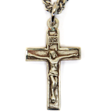 Crucifix Religious Necklace, 18" Long, Sterling Silver; 1 piece