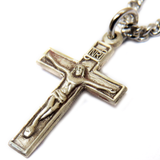 Crucifix Religious Necklace, 18" Long, Sterling Silver; 1 piece