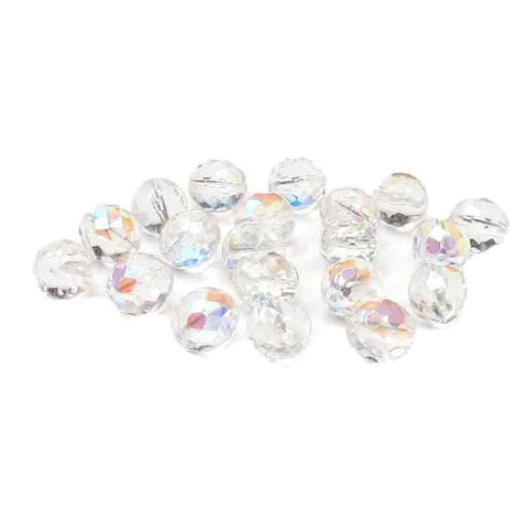 Crystal AB, Round Faceted Fire Polished; 12mm - 20 pcs