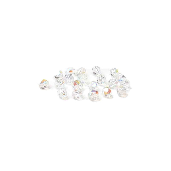 Crystal AB, Round Faceted Fire Polished; 4mm - 20 pcs