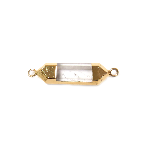 Crystal  Quartz Connector, Gold - 1 piece