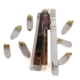 Crystal Quartz Point Pendant, 42x15mm, Gold - 1 piece