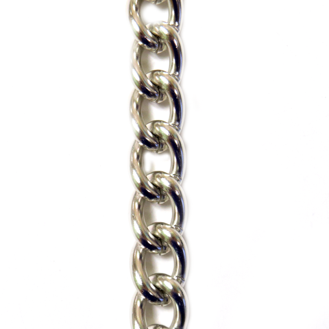 Aluminum Chain, Silver, Twisted Oval 22.5x16mm