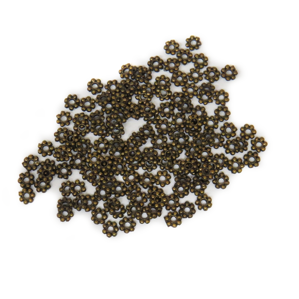 Daisy Spacer, Antique Bronze, 4mm; 140 pieces