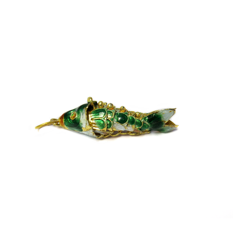 Cloissone Fish, Dark Green, 38x11mm; 1 piece