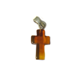 Dark Topaz Amber Cross Pendant, Sterling Silver, 19x10mm; 1 piece