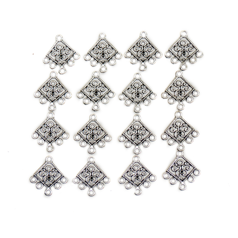 Diamond Earring Link, Antique Silver, 24mm; 16 pieces