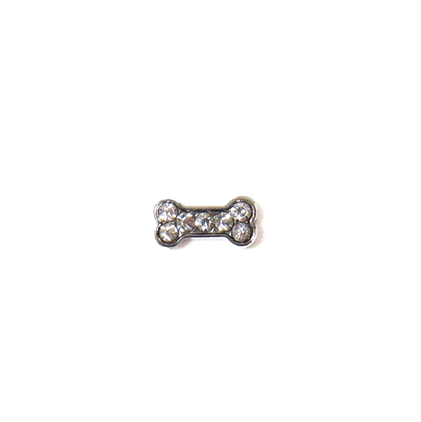 Dog Bone with Rhinestones - Floating Charm