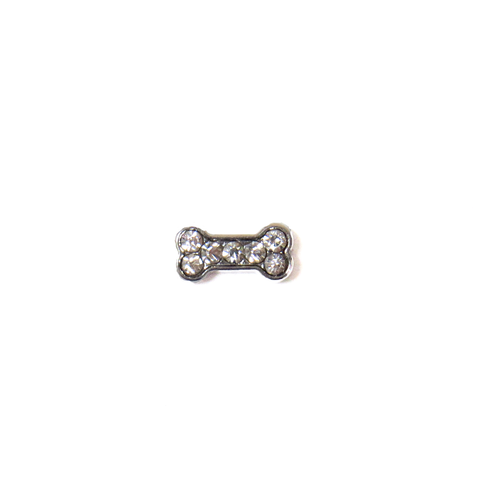 Dog Bone with Rhinestones - Floating Charm