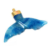 Blue Dolphin Tail Agate Pendant, Gold, 61x40mm - 1 piece
