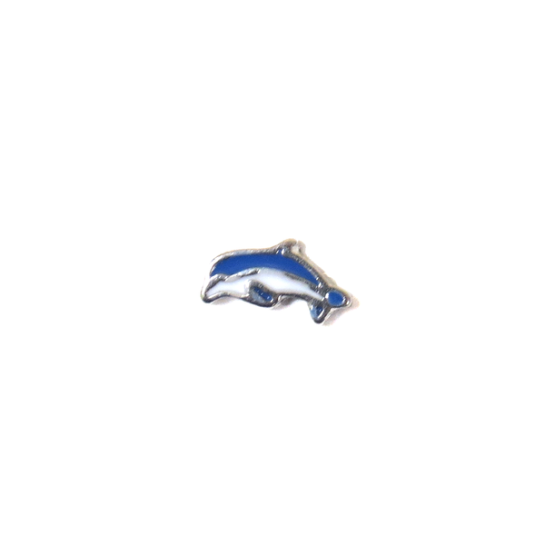 Dolphin Blue and White - Floating Charm