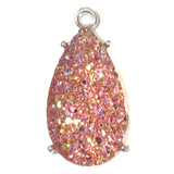 Drop, Pink AB Druzy Resin Pendant