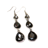 Black Earring Drop, Silver, 3 inches - 1 piece
