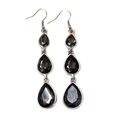 Black Earring Drop, Silver, 3 inches - 1 piece