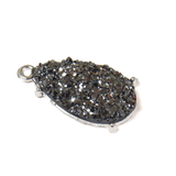 Drop, Charcoal Grey AB Druzy Resin Pendant