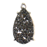 Drop, Charcoal Grey AB Druzy Resin Pendant