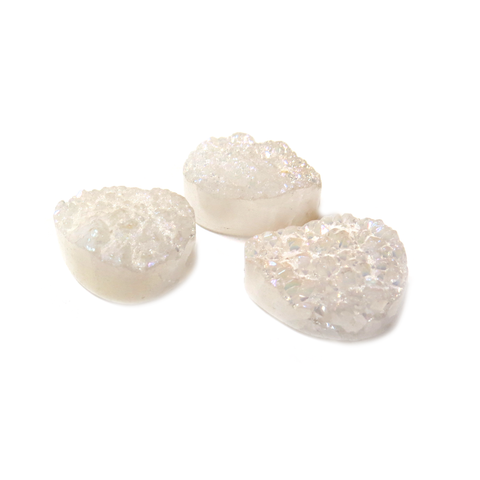Druzy Quartz, Drop; White AB, 20x15mm- 1pc