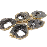 Gray Druzy Connector, Gold, 39x29mm - 1 piece