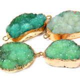 Green Druzy Connector-Gold
