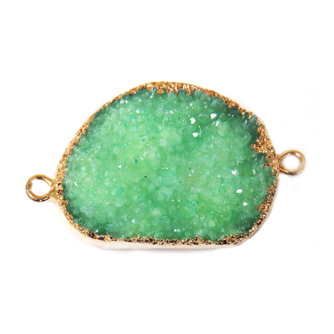 Green Druzy Connector-Gold