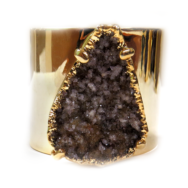 Cuff with Dark Druzy, Electroplated, 2 inches - 1 piece