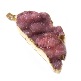 Dusty Rose Druzy Wing Pendant- Gold
